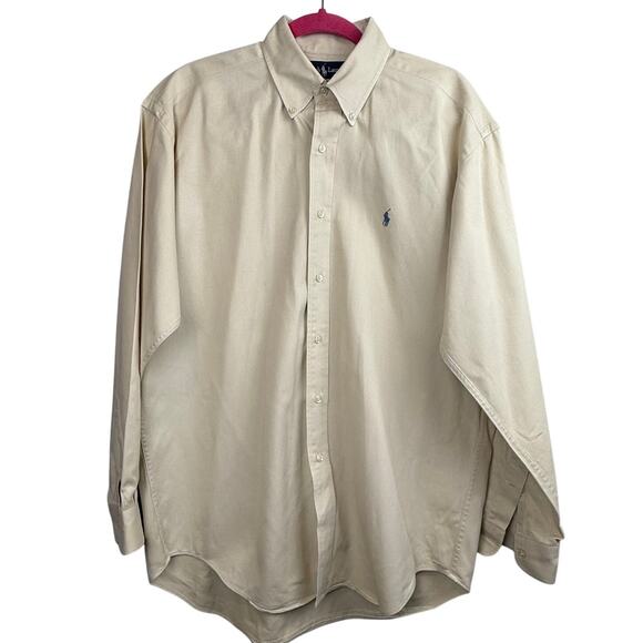 Ralph Lauren Blaire 100% Cotton Button Down Oxford Shirt Beige M Preppy Classic - Picture 1 of 7